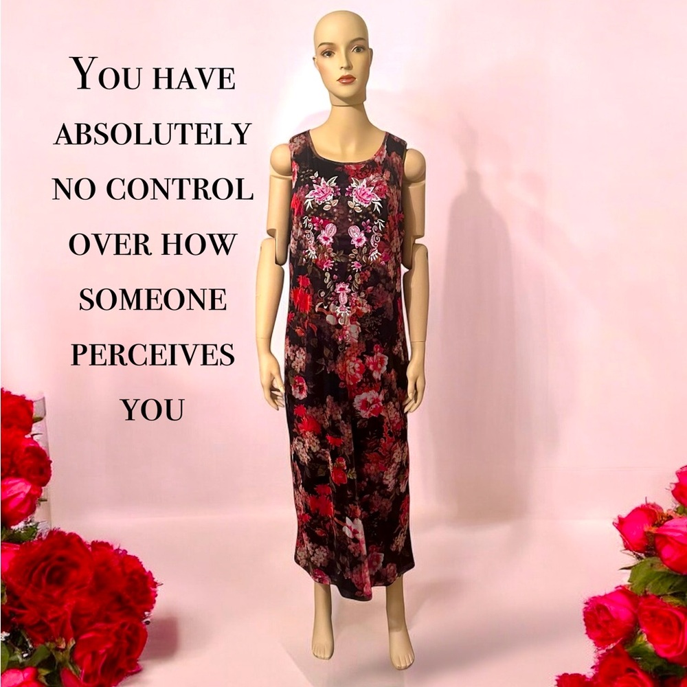 NWT Indigo Moon Floral Print Mesh Overlay Maxi Dress